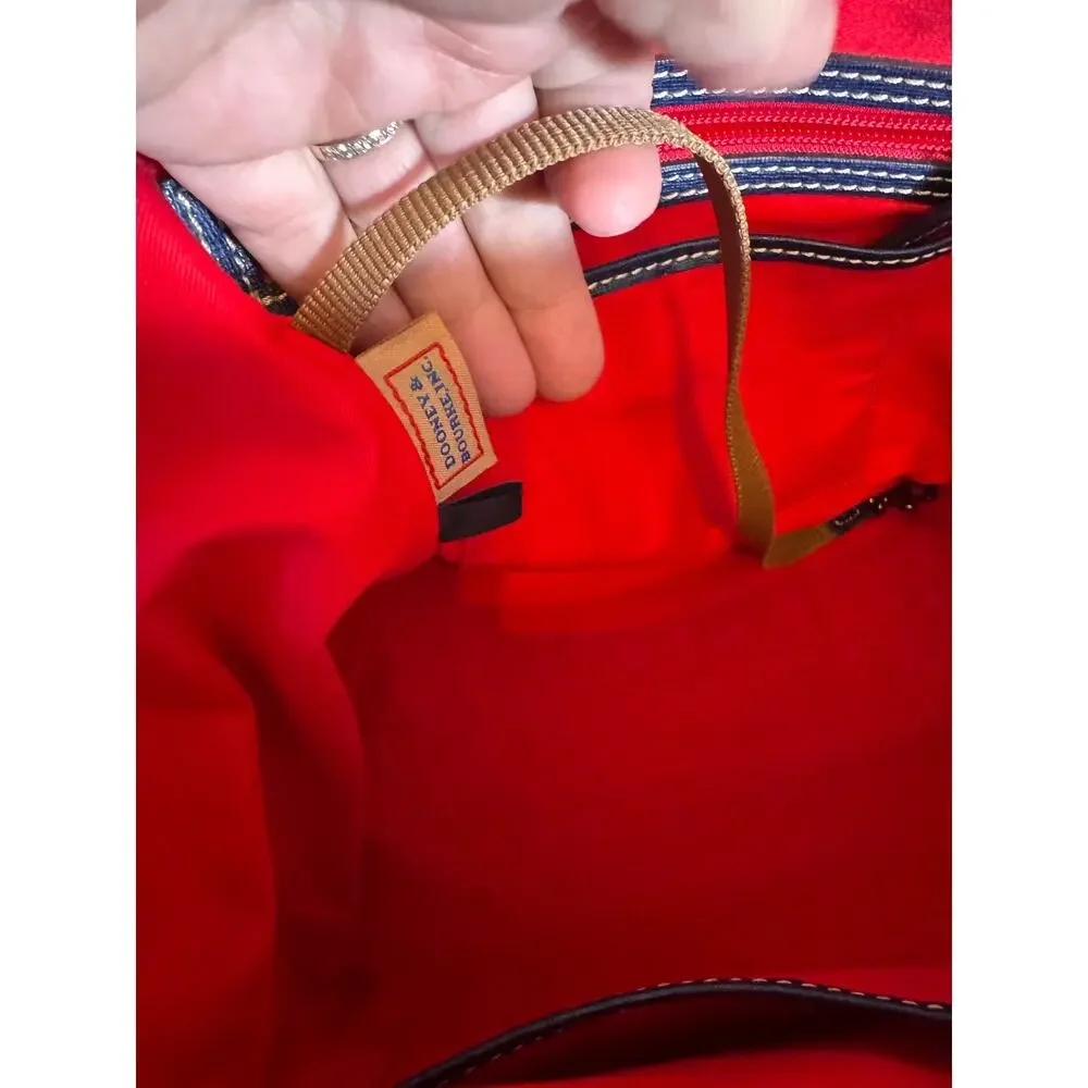 Dooney and Bourke blue Saffiano Leather large Sydney Satchel handbag with charm